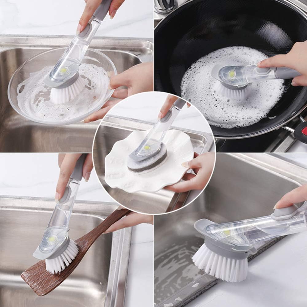 Liquid Soap Dispensing Kitchen Cleaning Brush