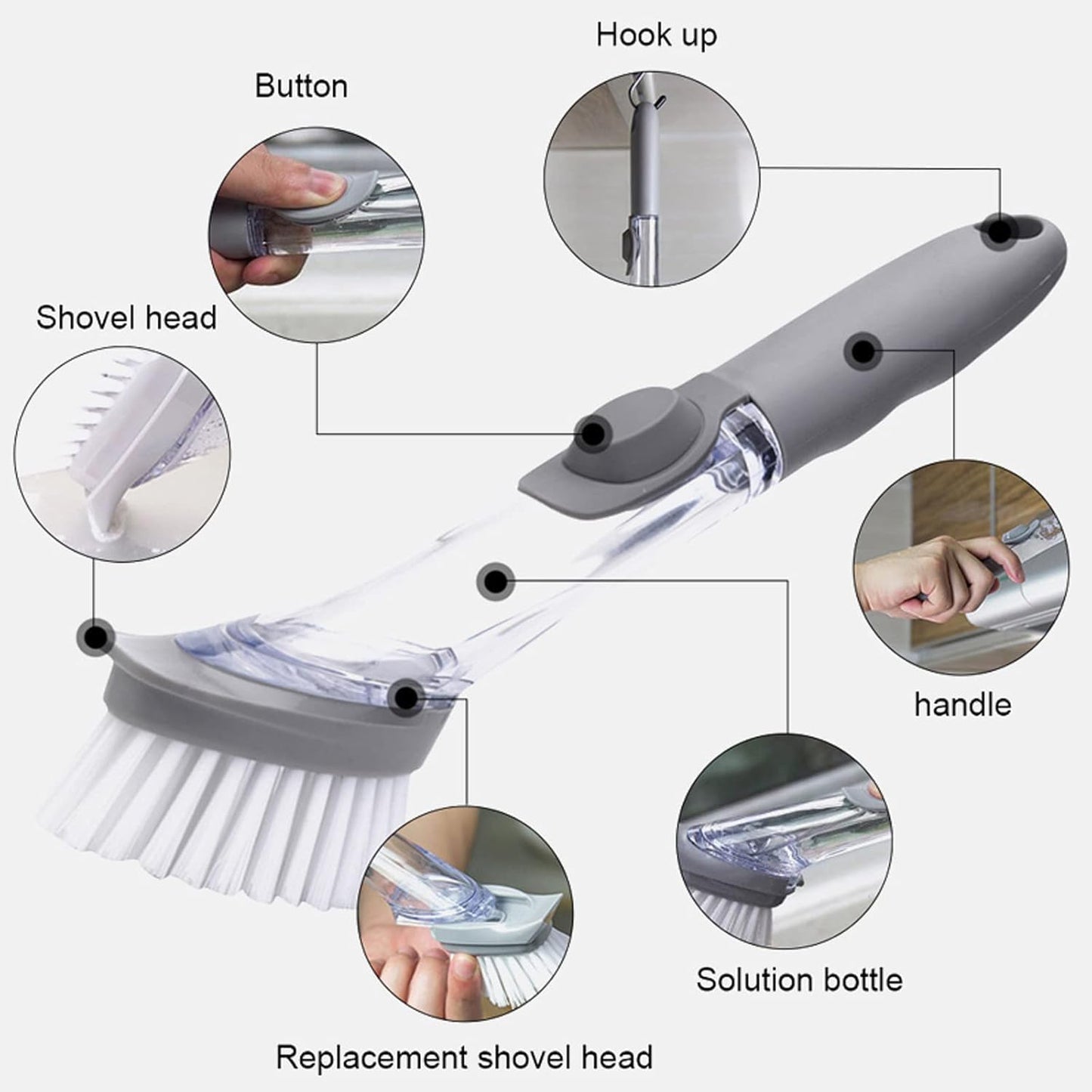 Liquid Soap Dispensing Kitchen Cleaning Brush