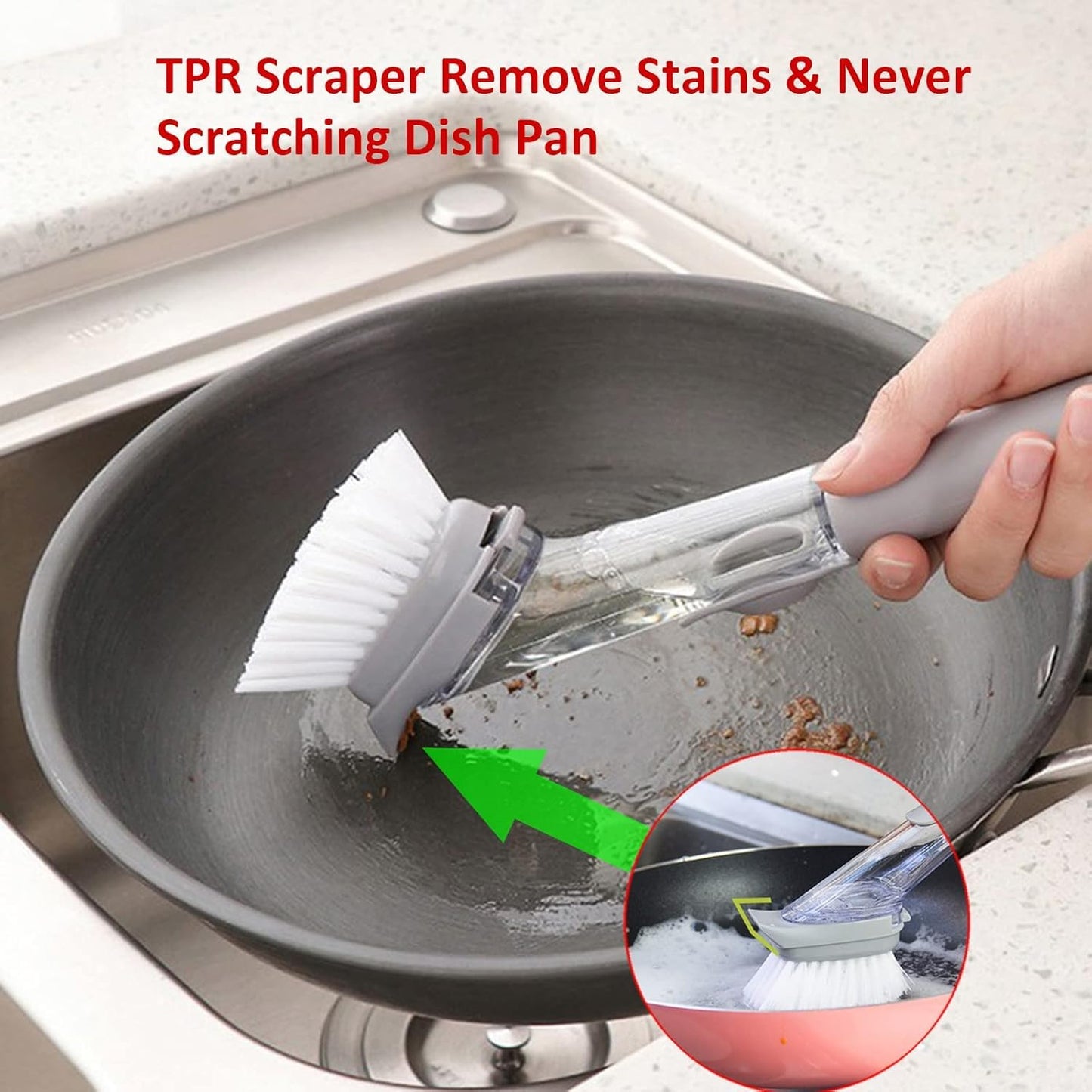 Liquid Soap Dispensing Kitchen Cleaning Brush