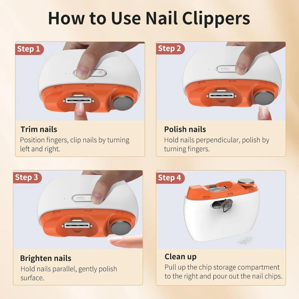 Electric Nail Clipper, Automatic Nail Trimmer ,Nail File with Light & 2 Speeds