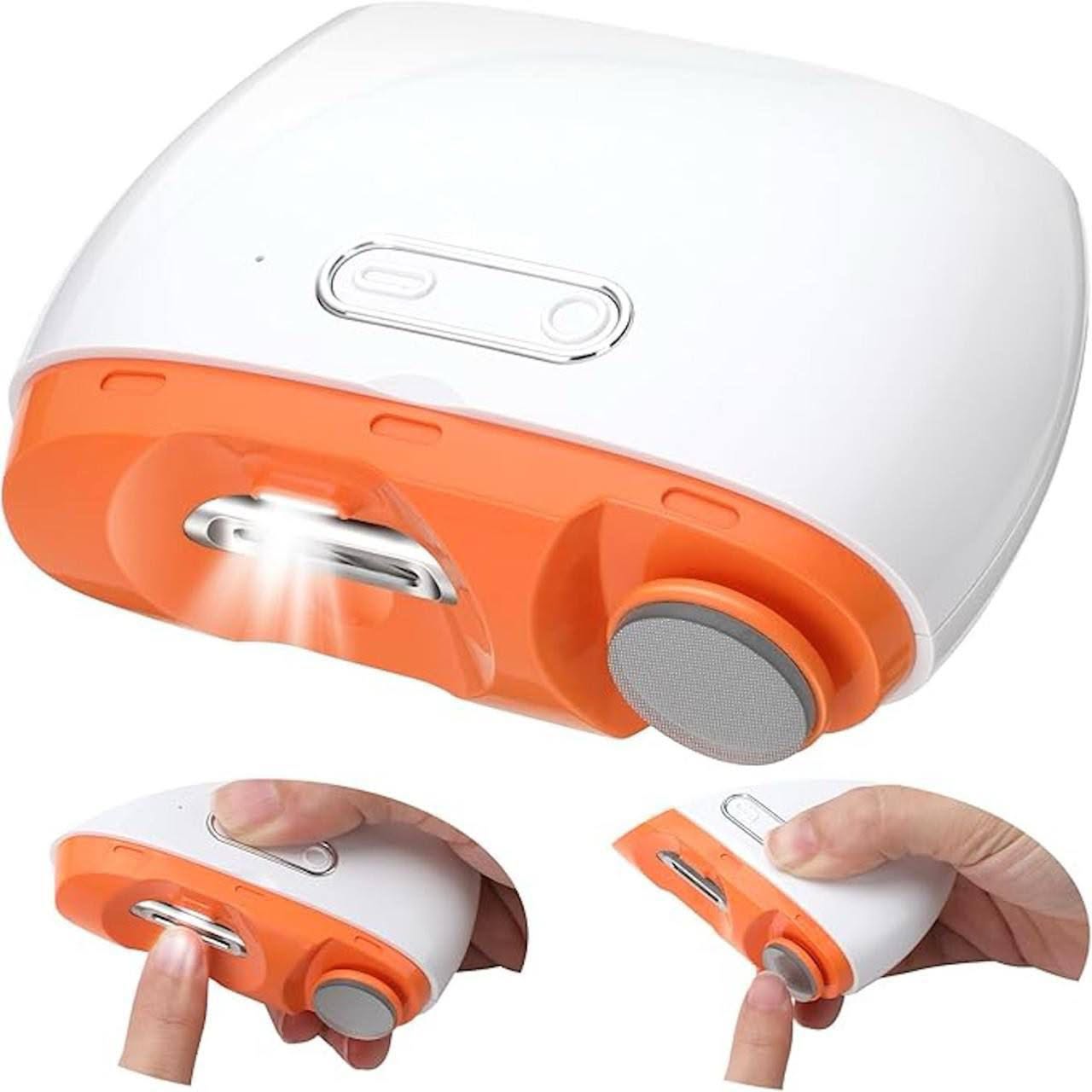 2-in-1 Electric Automatic Nail Clipper and Polisher with LED Light